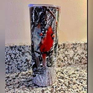 Cardinals Birds Tumbler Cup Stainless Steel Camouflage Winter Coffee Tea Water